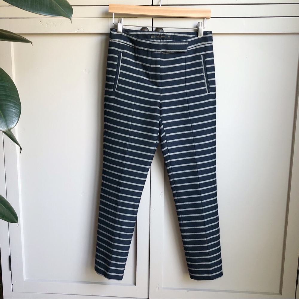 Zara navy pants with stripes